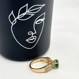 Inel placat aur 18k cristal verde