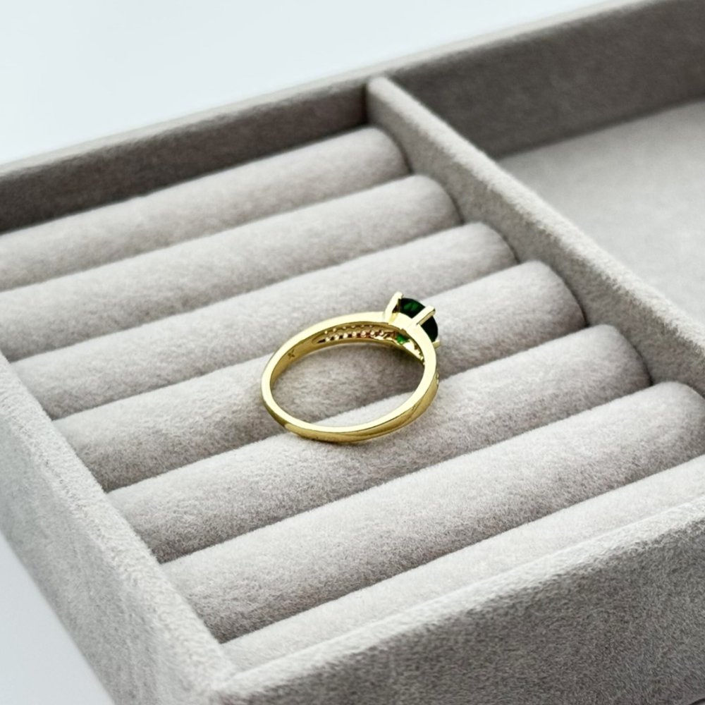 Inel placat aur 18k cristal verde