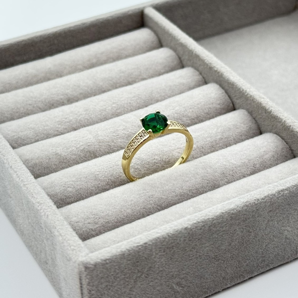 Inel placat aur 18k cristal verde
