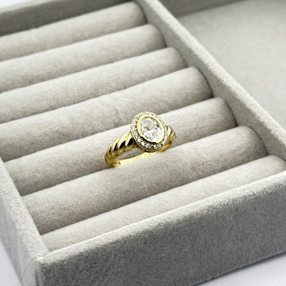 Inel placat aur 18k cristal Zirconia Inel placat aur 18k cristal Zirconia