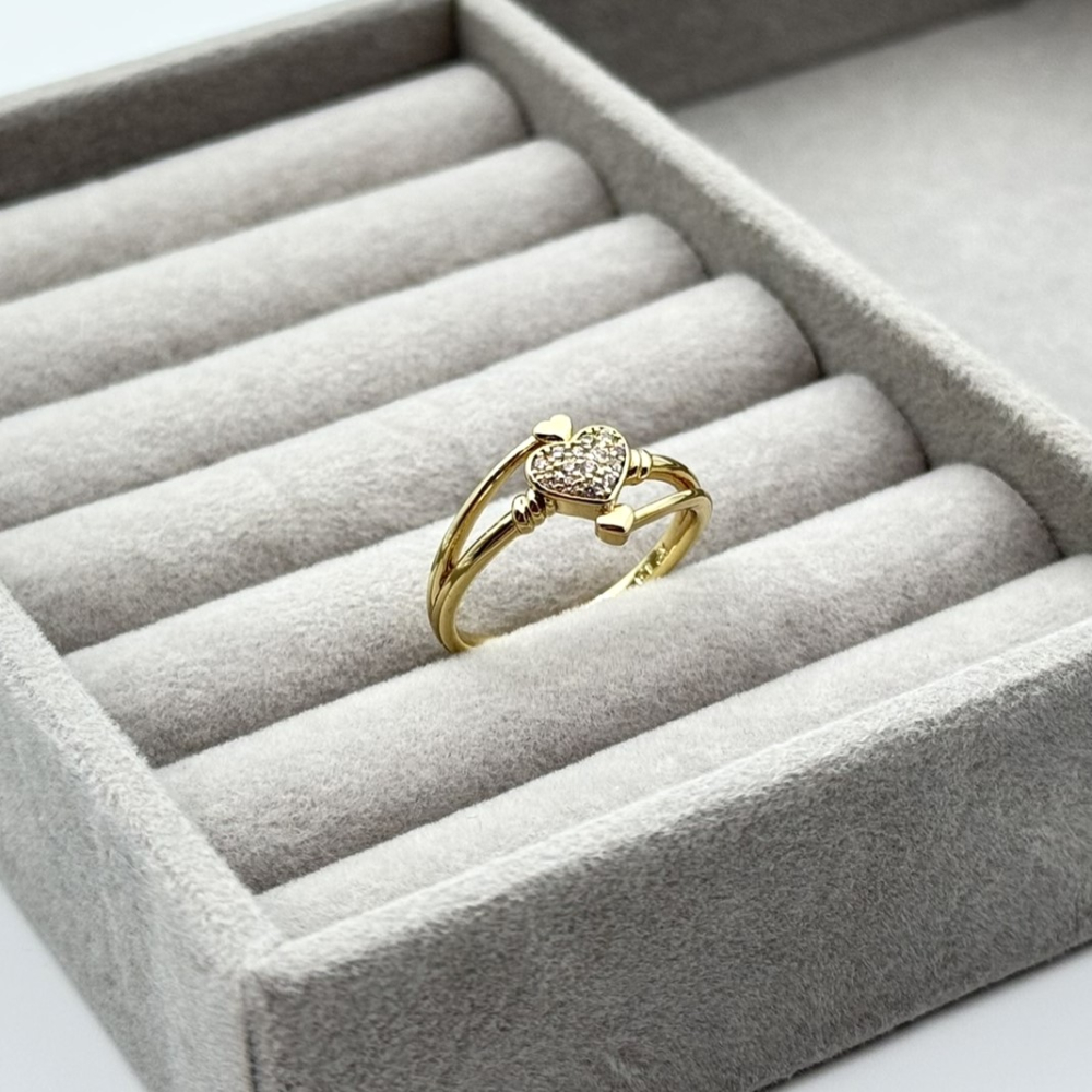 Inel placat aur 18k cristale Zirconia inimioara Inel placat aur 18k cristale Zirconia inimioara