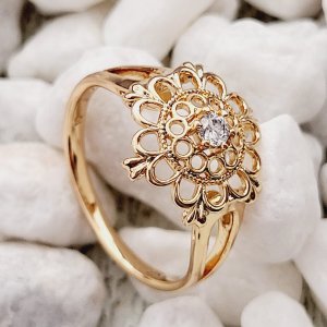Inel placat aur 18k floare stilizata