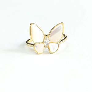 Inel placat aur 18k fluture alb