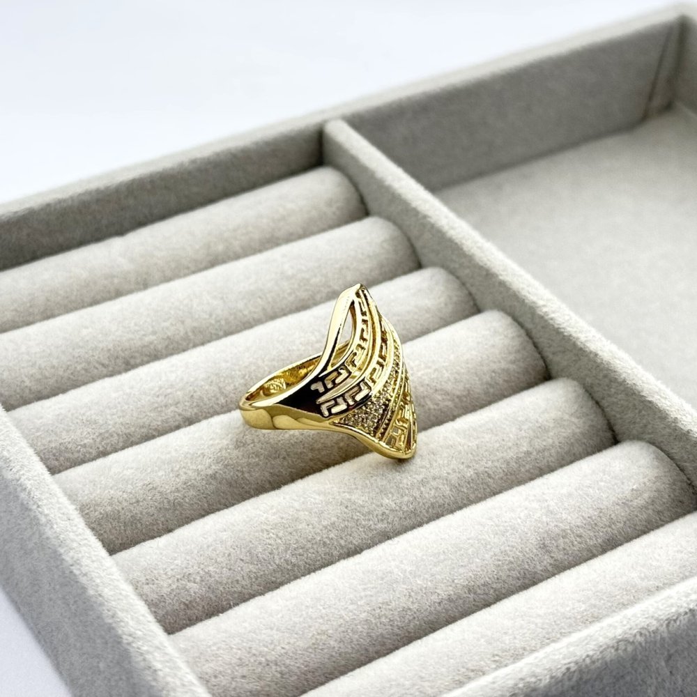 Inel placat aur 18k mare cu cristale Inel placat aur 18k mare cu cristale