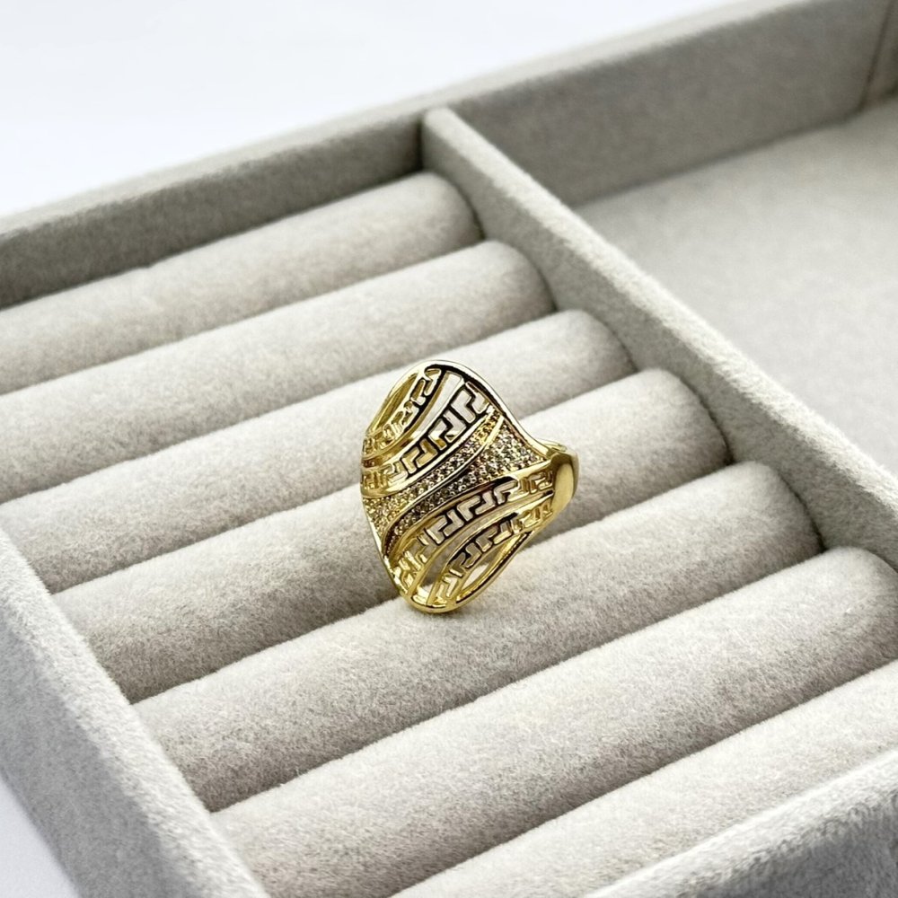 Inel placat aur 18k mare cu cristale Inel placat aur 18k mare cu cristale