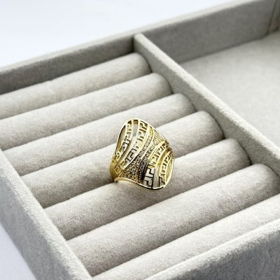 Inel placat aur 18k mare cu cristale