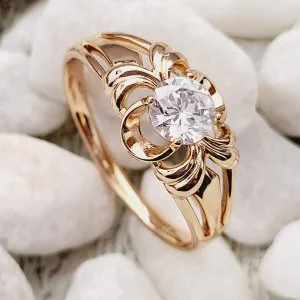 Inel placat aur 19k cristal Zirconia Inel placat aur 19k cristal Zirconia