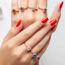 Inel placat aur 18k cristal colorat