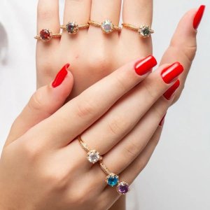 Inel placat aur 18k cristal colorat