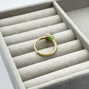 Inel placat aur cristal Zirconia verde