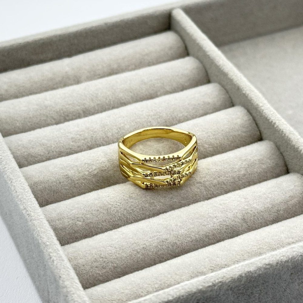 Inel placat aur cristale Zirconia