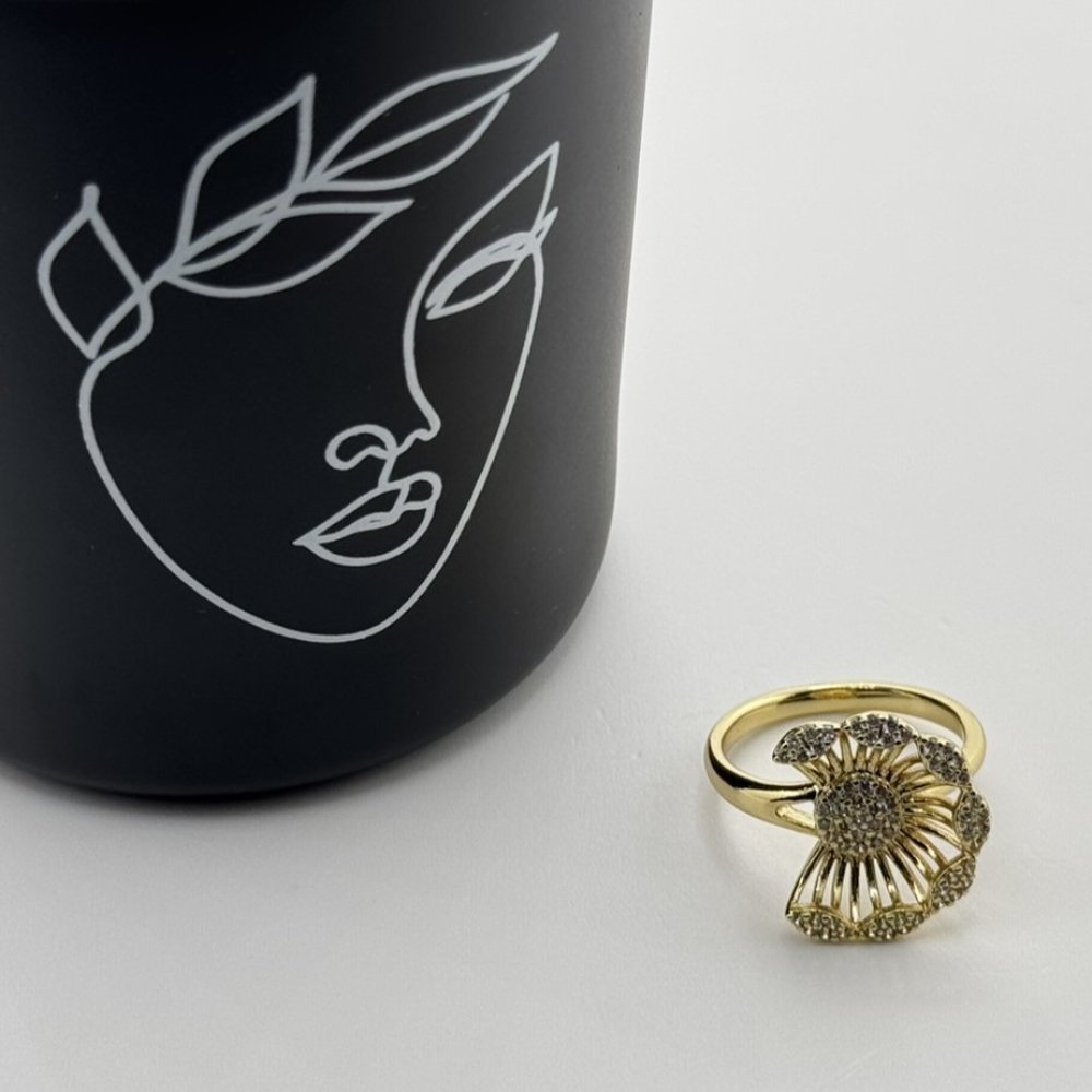 Inel placat aur galben 18k floare