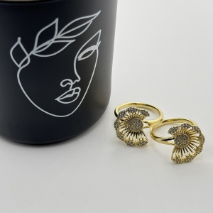 Inel placat aur galben 18k floare