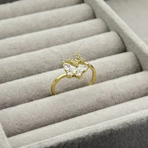 Inel placat aur galben 18k fluturas