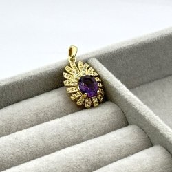 Pandantiv placat aur 18k cristal mov Pandantiv placat aur 18k cristal mov