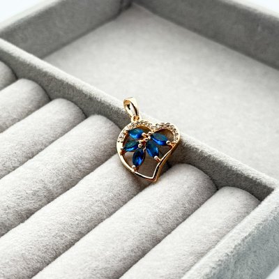 Pandantiv placat aur 18k cristale Zirconia albastre