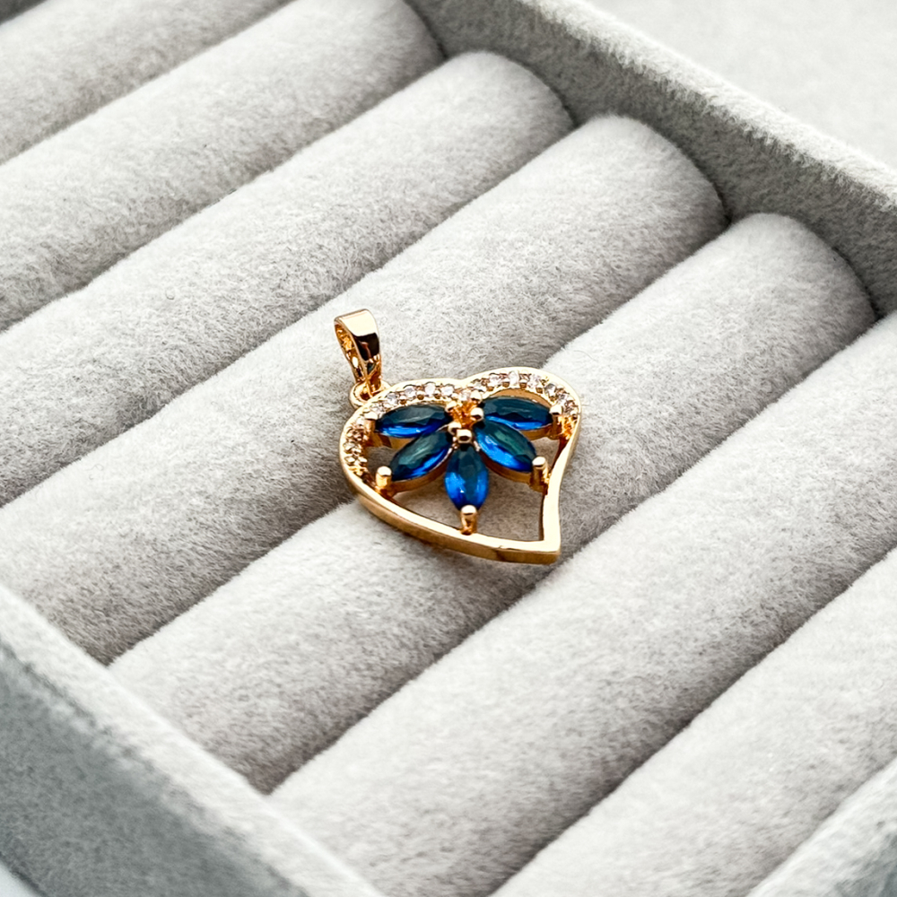 Pandantiv placat aur 18k cristale Zirconia albastre