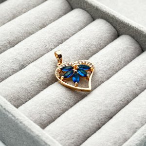 Pandantiv placat aur 18k cristale Zirconia albastre