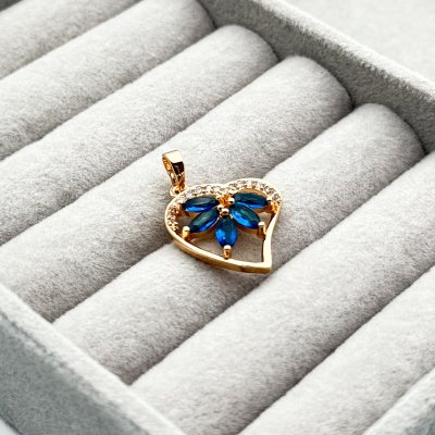 Pandantiv placat aur 18k cristale Zirconia albastre