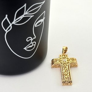 Pandantiv placat aur 18k cruce mare