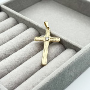 Pandantiv placat aur 18k cruce mare