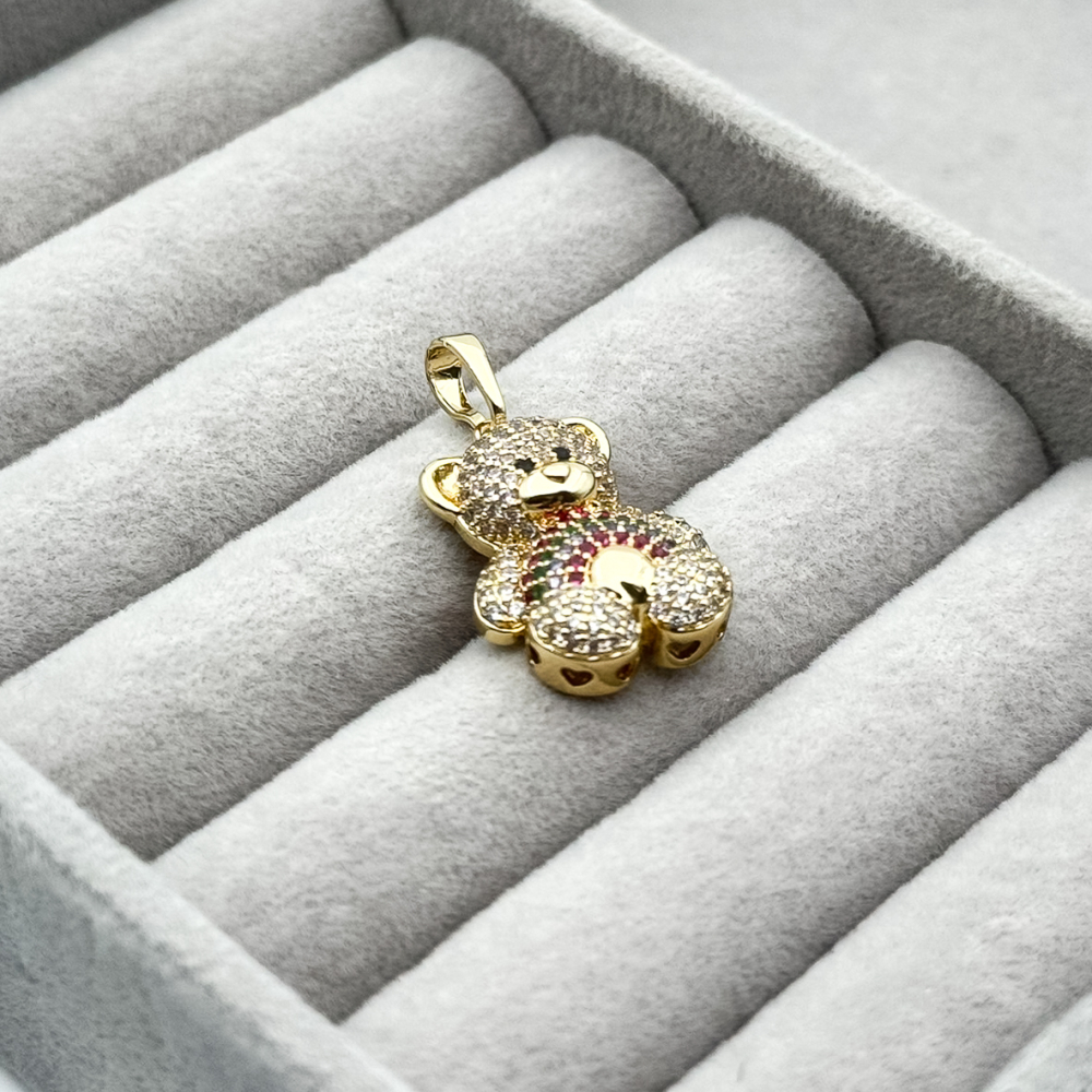 Pandantiv placat aur 18k ursulet colorat