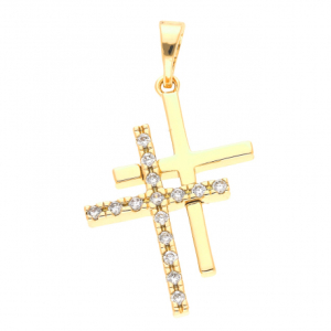 Pandantiv placat aur doua cruciulite
