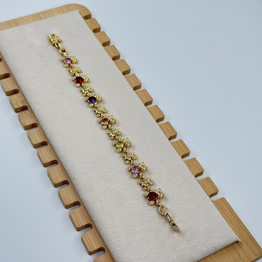 Bratara placata aur 18K ursulet colorati Bratara placata aur 18K ursulet colorati