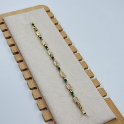 Bratara placata aur 18K cristale zirconia verzi
