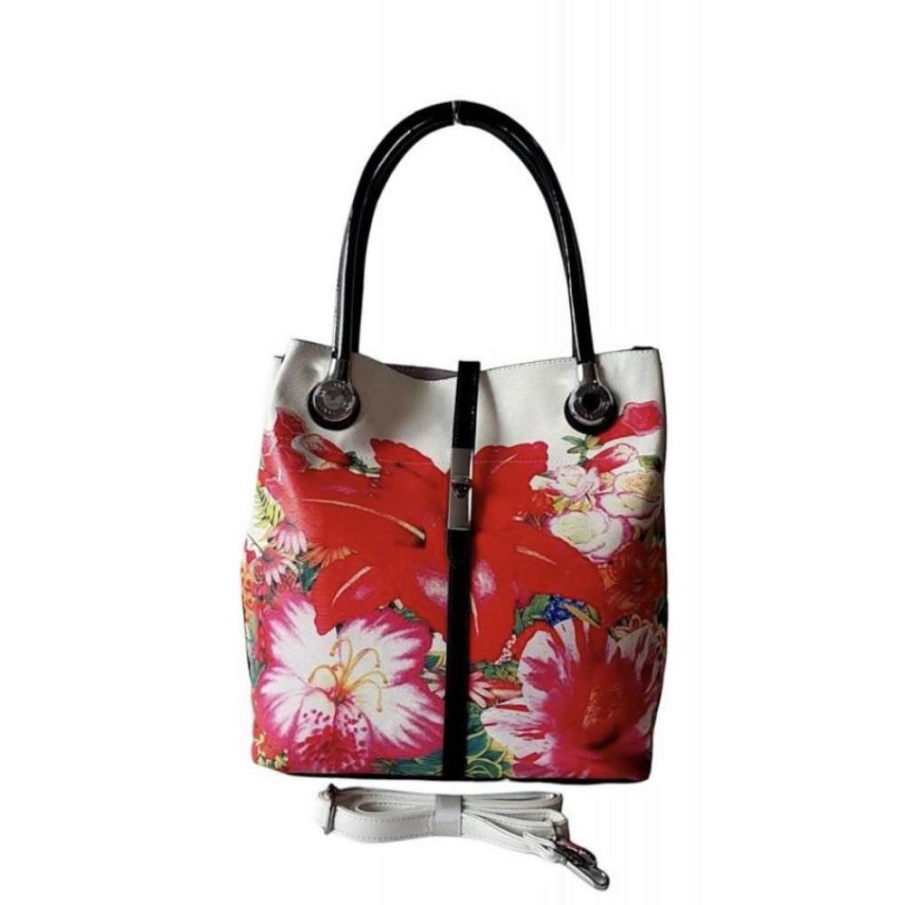 Geanta Silvia Rosa colorata cu flori