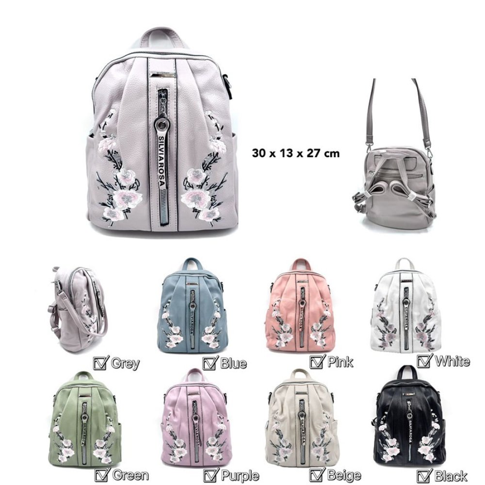 Rucsac dama Silvia Rosa cu flori Rucsac dama Silvia Rosa cu flori