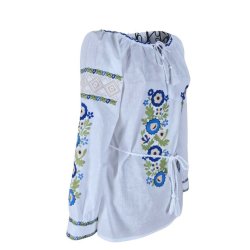 Ie traditionala bumbac cu flori albastre