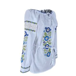 Ie traditionala bumbac cu flori albastre