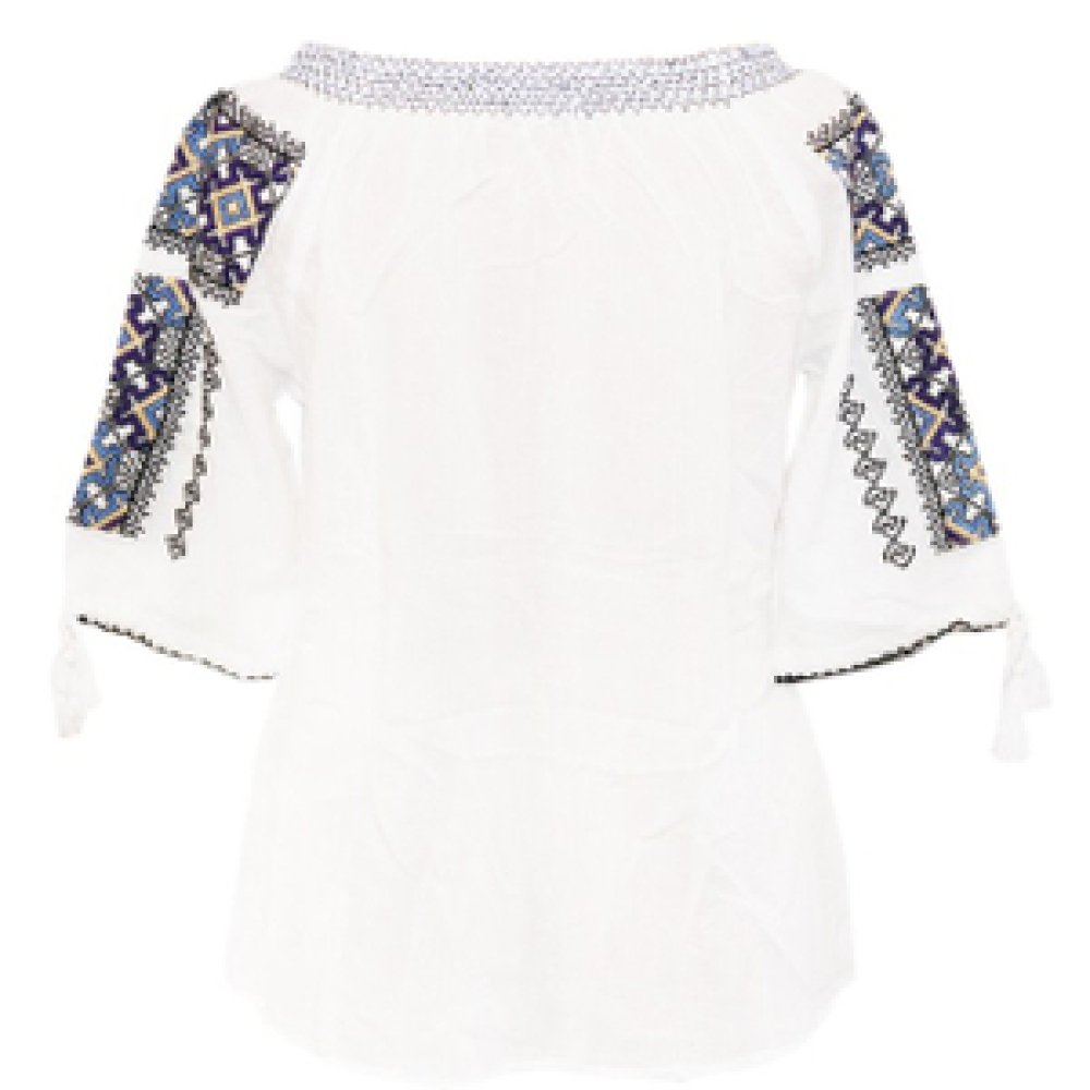 Ie traditionala bumbac cusaturi albastre Ie traditionala bumbac cusaturi albastre