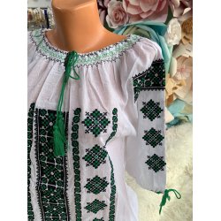 Ie traditionala bumbac cusaturi verzi