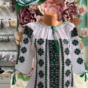 Ie traditionala bumbac cusaturi verzi