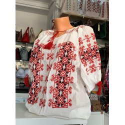 Ie traditionala panza topita cusaturi rosii