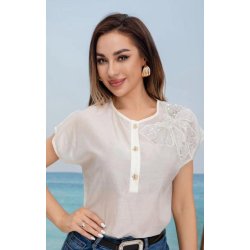 Bluza alba cu aplicatii stralucitoare