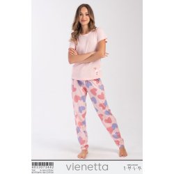 Pijamale Vienetta roz cu inimioare