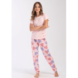 Pijamale Vienetta roz cu inimioare