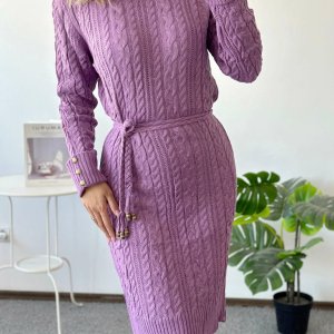 Rochie tricotata cu cordon