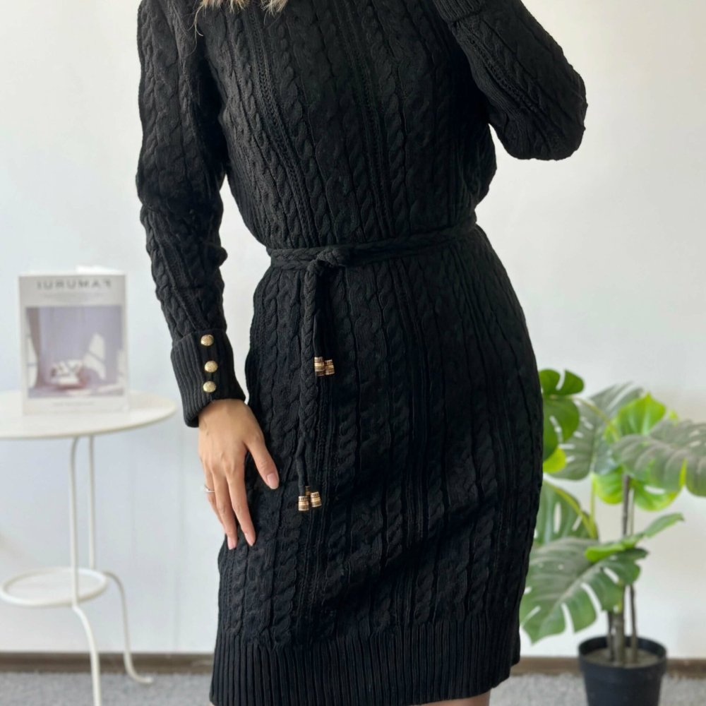 Rochie tricotata cu cordon Rochie tricotata cu cordon