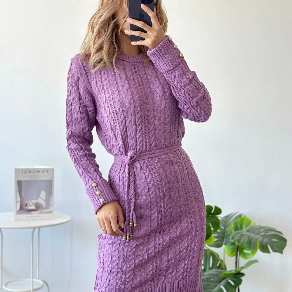 Rochie tricotata cu cordon Rochie tricotata cu cordon
