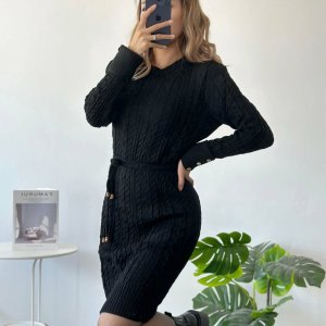 Rochie tricotata cu cordon Rochie tricotata cu cordon