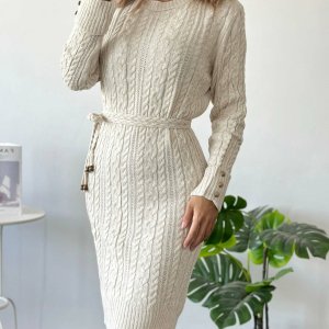 Rochie tricotata cu cordon