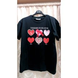Tricou dama cu inimioare rosii si roz