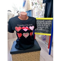 Tricou dama cu inimioare rosii si roz